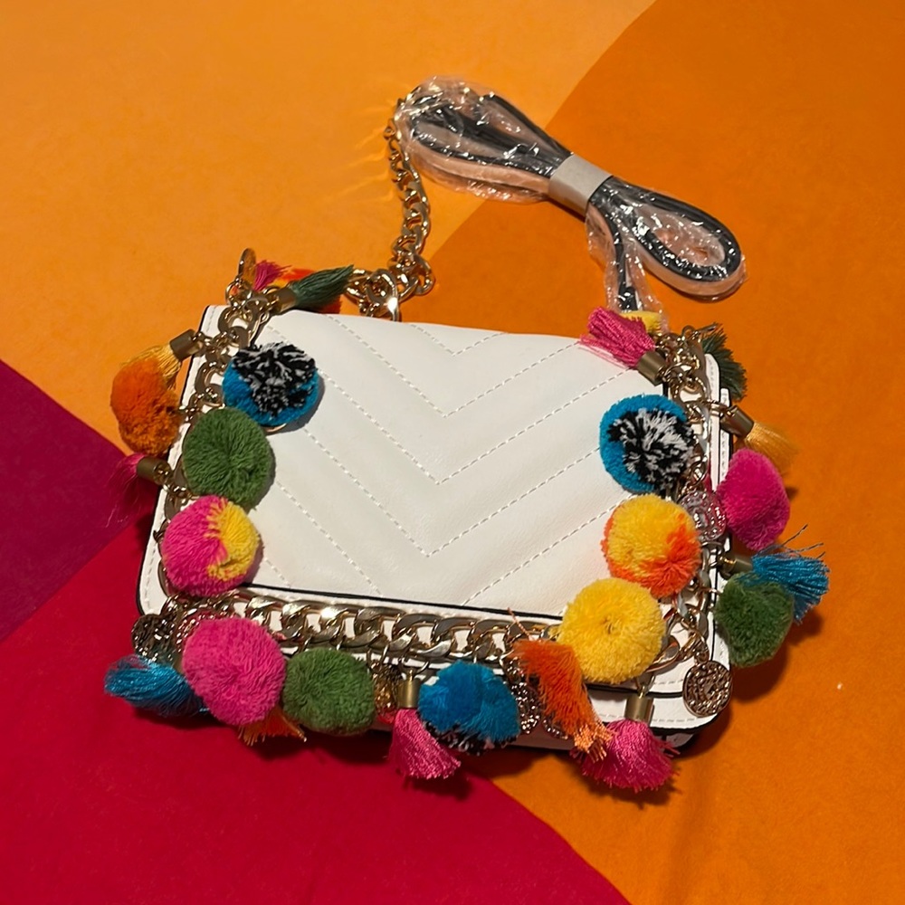 Cute and colorful pom pom purse